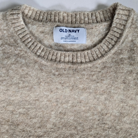Old navy recycled material wool blend sweater oatmeal neutral cozy sz M - Picture 2 of 7
